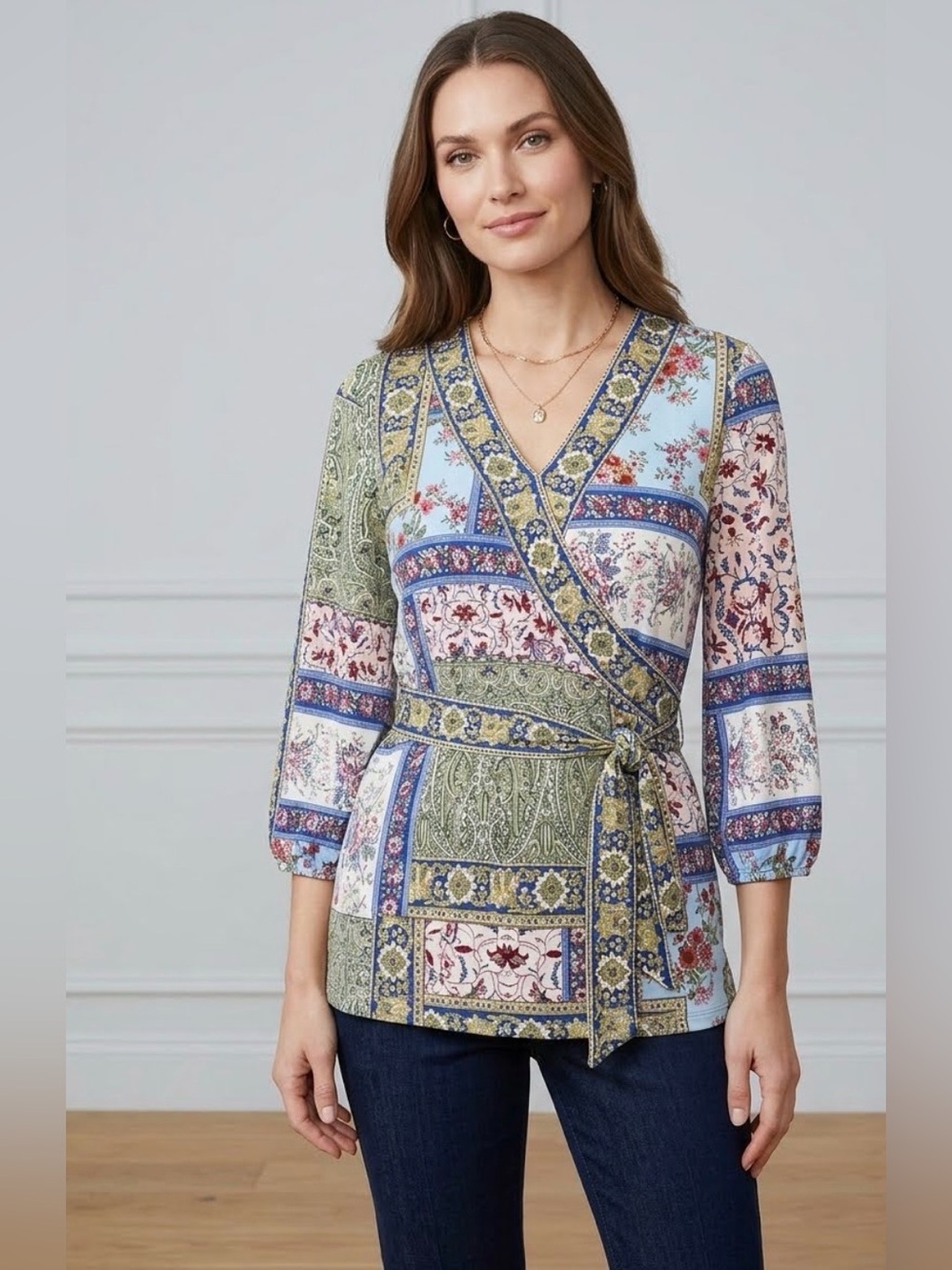 JM‎ Collection Floral Print Blouse Size Medium